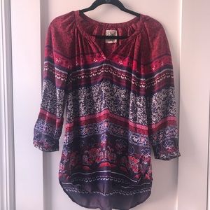 Beach Lunch Lounge XS Red Patterned Tunic Top
